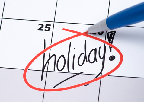 Marking holidays on a calendar